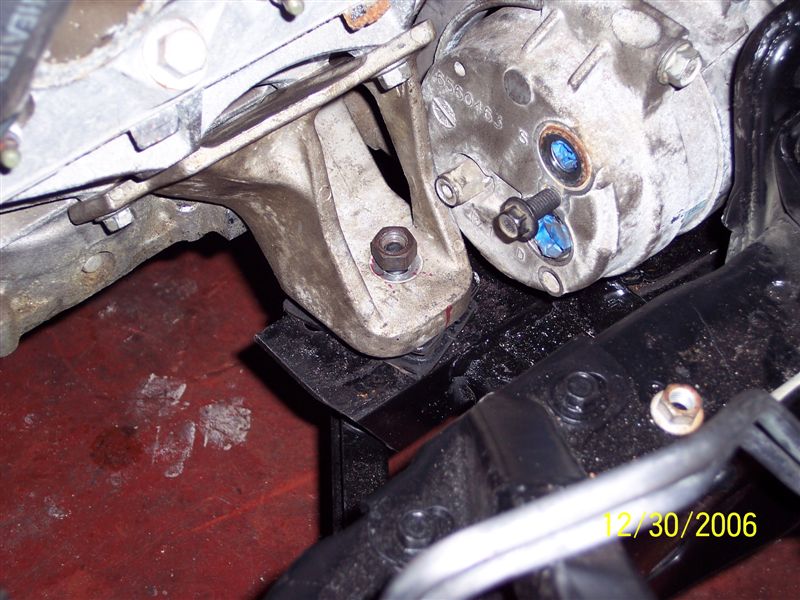 Once the transmission is in place, the engine mounting fore and aft position can be determined.