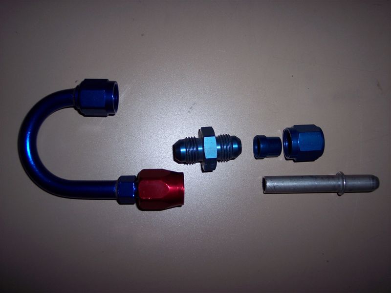 Aircraft A/N fittings are used to connect the 85's fuel lines to the LS2 return-less style fuel system.