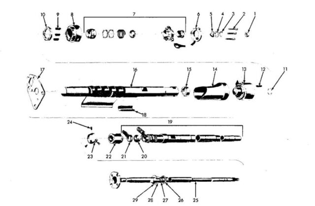 67-68 standard steering column exploded view