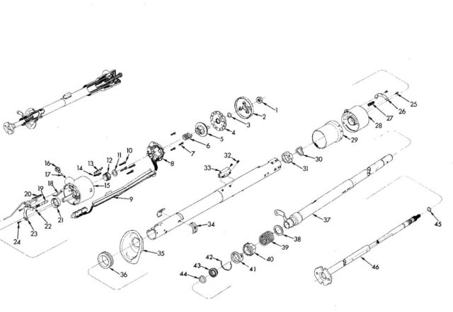 69-67 standard steering column exploded view
